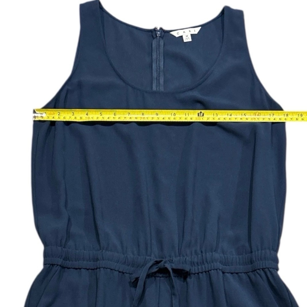 Cabi French Navy Drawstring Jumpsuit Womens Medium Navy Blue Sleeveless Jogger - Picture 4 of 7